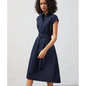 Navy Belted Shirt Dress